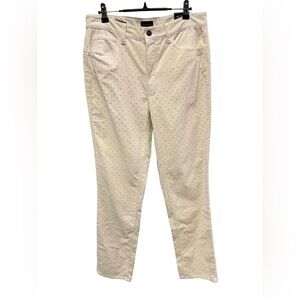 Talbots Velveteen Straight Leg Pants Off White & Gold Polka Dot Pants Size 6 NWT